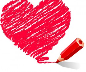 Hand drawn heart with red pen vector