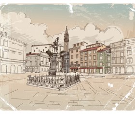 Hand drawn old town vector graphics 05