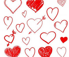 Hand drawn red heart 01 vector graphics