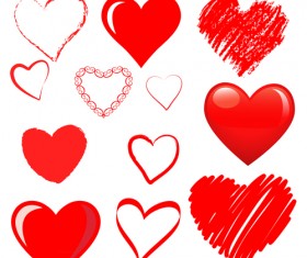 Hand drawn red heart 02 vector graphics