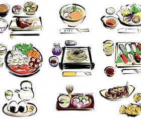 Hand drawn sushi elements creative vector 01