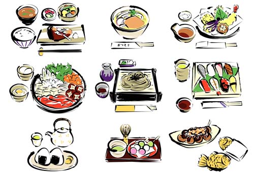 Hand drawn sushi elements creative vector 01