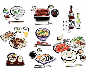 Hand drawn sushi elements creative vector 02