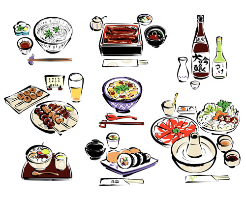 Hand drawn sushi elements creative vector 02
