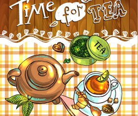 Hand drawn tea time vector background 01
