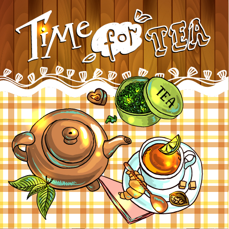 Hand drawn tea time vector background 01