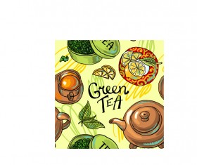 Hand drawn tea time vector background 02
