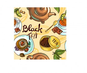 Hand drawn tea time vector background 03