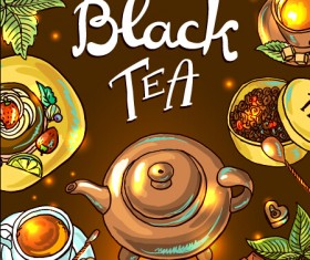 Hand drawn tea time vector background 05