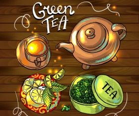 Hand drawn tea time vector background 07