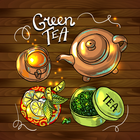 Hand drawn tea time vector background 07