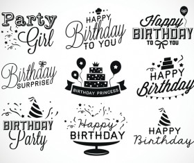 Happy Birthday black logos vector set