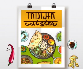 Indian food poster hand drawn vector