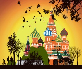 Islamic style building vector background