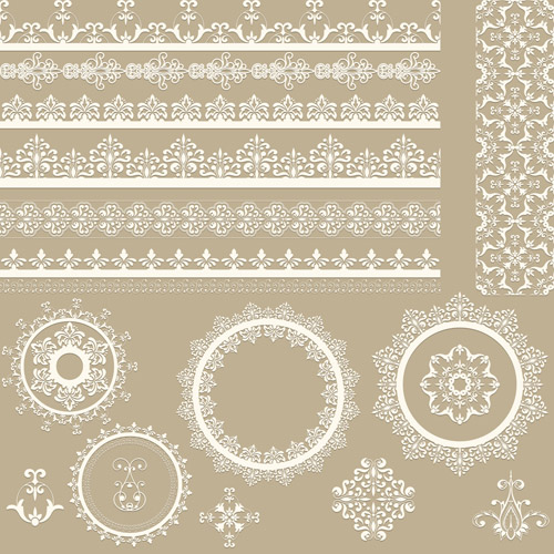 Lace frames with borders ornaments vector 01