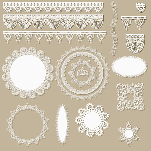 Lace frames with borders ornaments vector 02