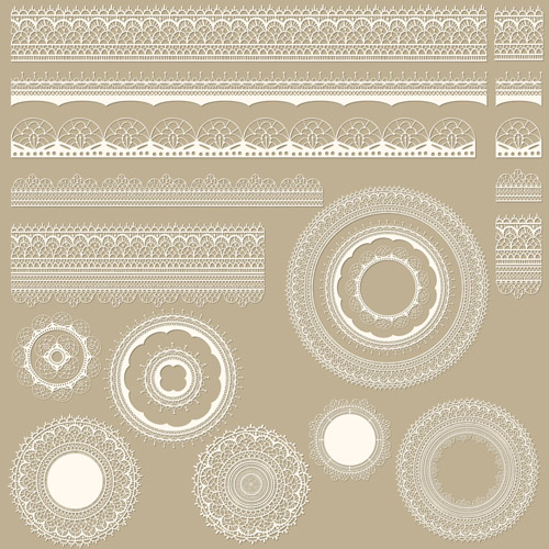 Lace frames with borders ornaments vector 03