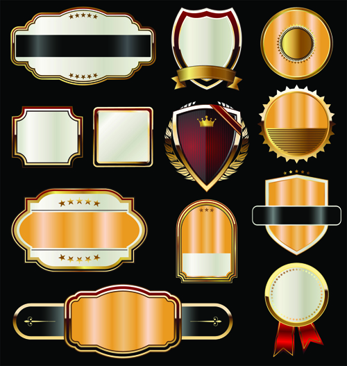 Luxury golden labels blank vector material 01