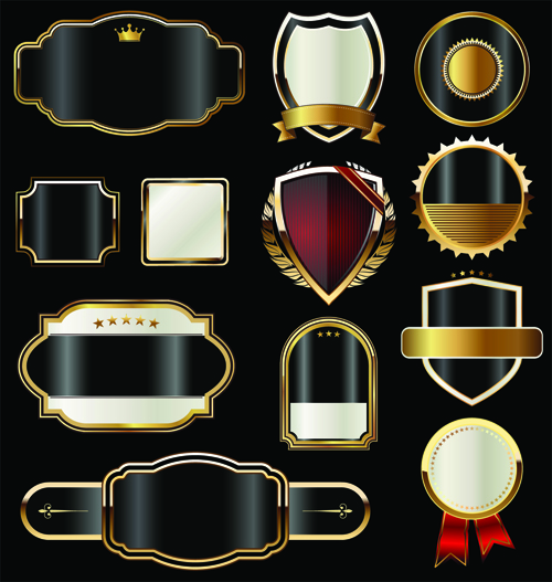 Luxury golden labels blank vector material 02