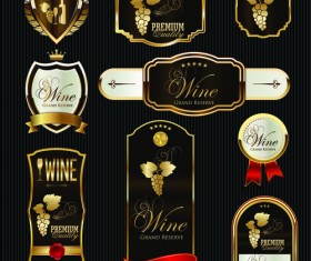Luxury golden wine labels vector 01