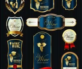 Luxury golden wine labels vector 02