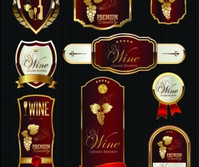 Luxury golden wine labels vector 03
