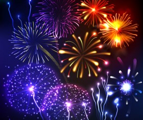 Night fireworks elements vector background 01