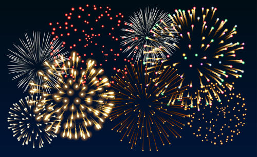 Night fireworks elements vector background 03