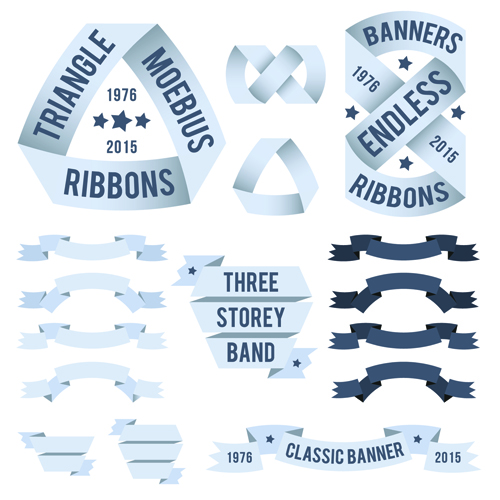 Origami ribbon banners vector design 05