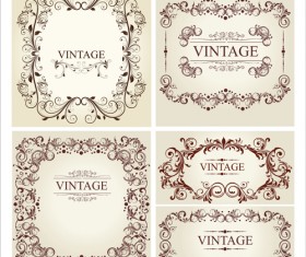 Ornament frames vintage style vector 01