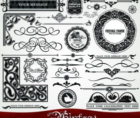 Ornament vintage borders elements vector set 01