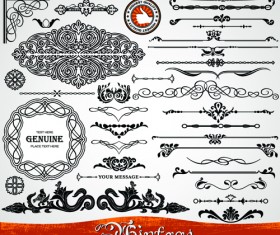 Ornament vintage borders elements vector set 02