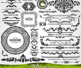 Ornament vintage borders elements vector set 03