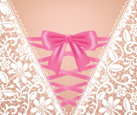 Ornate bow with lace background vector 02
