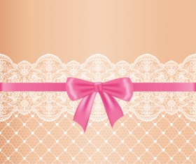 Ornate bow with lace background vector 03