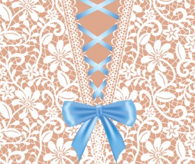Ornate bow with lace background vector 04
