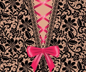 Ornate bow with lace background vector 05