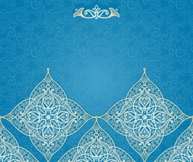 Ornate eastern style floral background vector 01
