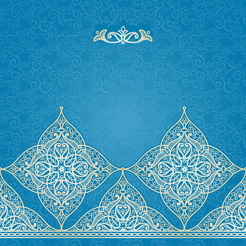 Ornate eastern style floral background vector 01