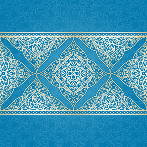 Ornate eastern style floral background vector 02