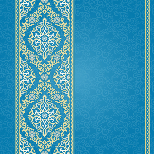 Ornate eastern style floral background vector 03