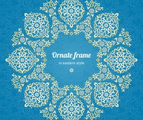 Ornate eastern style floral background vector 04