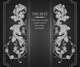 Ornate floral with dark background vector 02