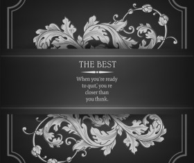 Ornate floral with dark background vector 03