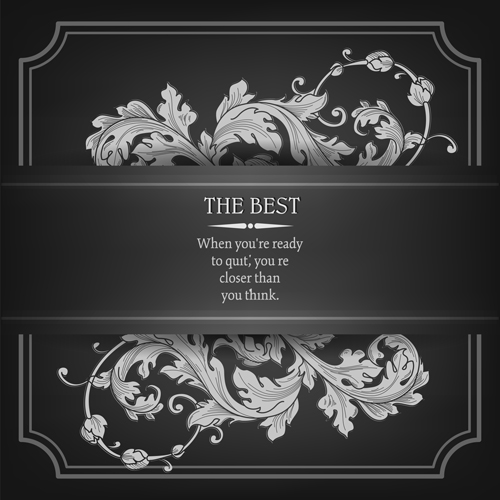Ornate floral with dark background vector 03