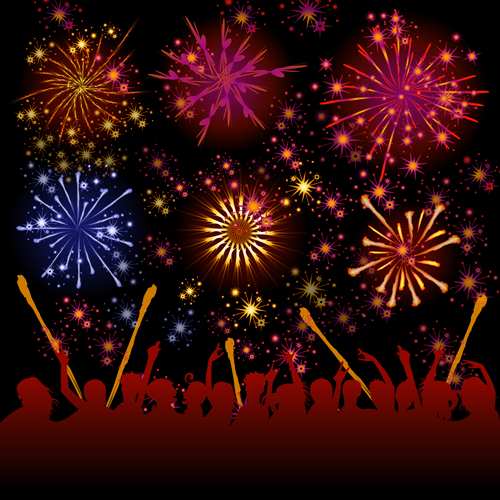 Party with fireworks background vector
