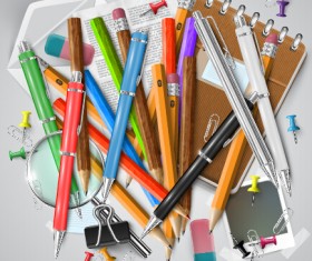 Pencil and learning tools background vector 01