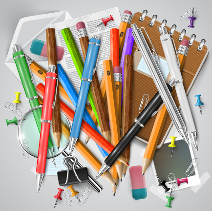 Pencil and learning tools background vector 01