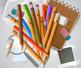 Pencil and learning tools background vector 02