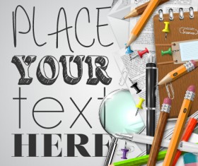 Pencil and learning tools background vector 03
